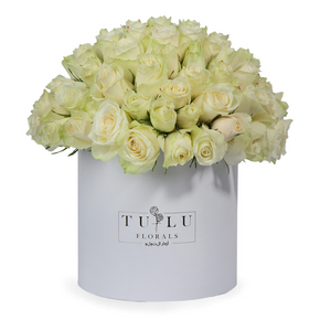 Luxury White Roses Hatbox