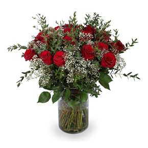 Ravishing Red Roses In Glass Vase